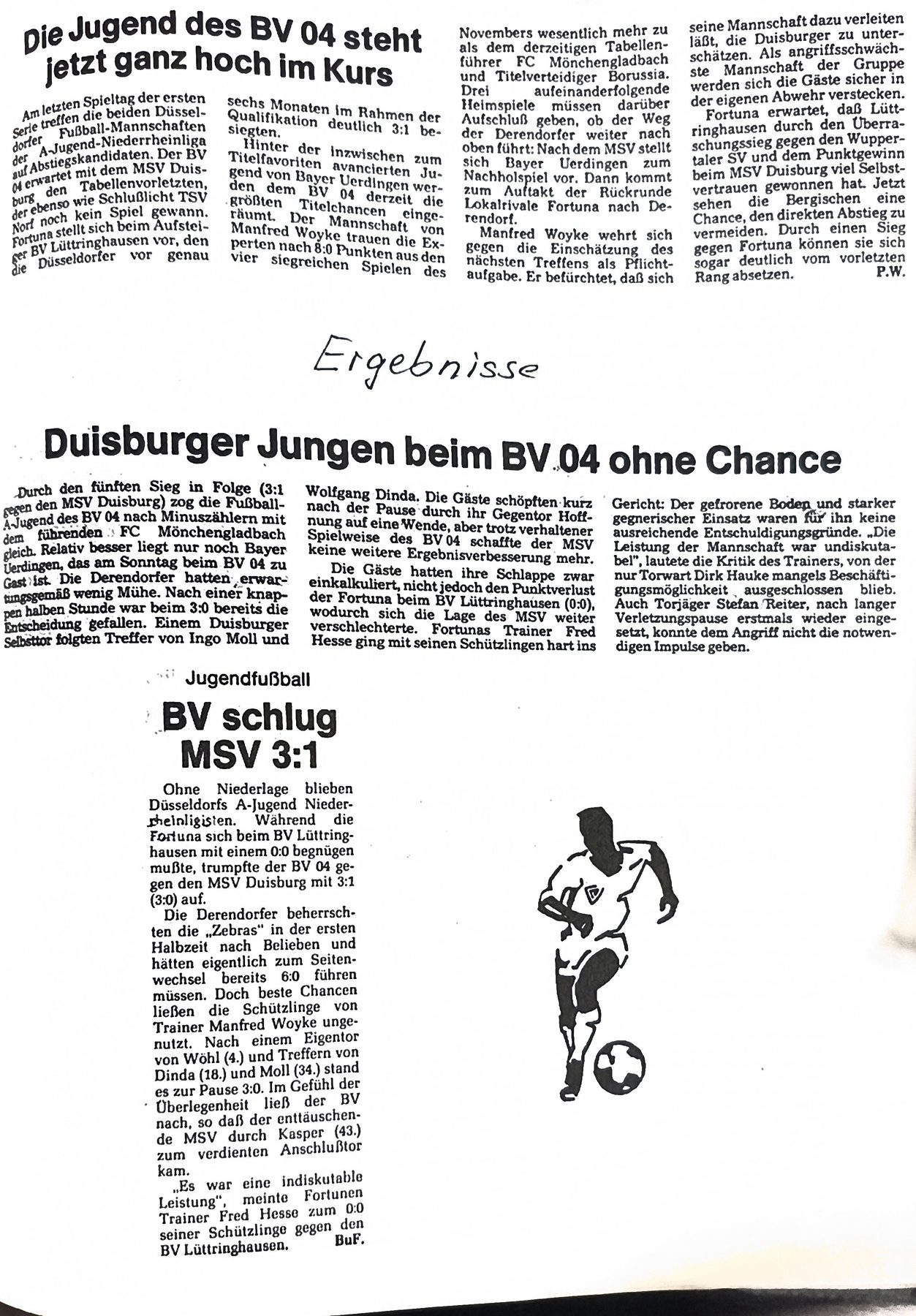 Zeitungsartikel „BV schlug MSV 3:1“