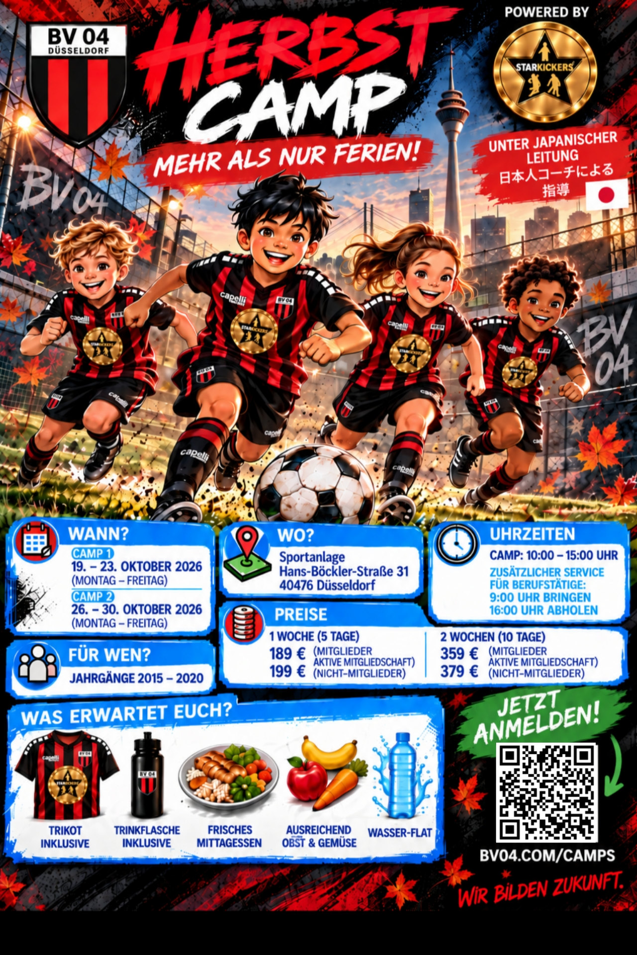 Plakat zum Herbstcamp 2026 des BV 04 Düsseldorf
