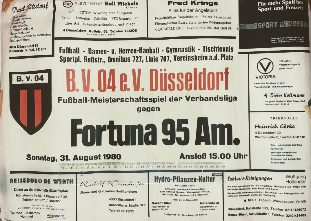 Historische Spieltagsankündigung des BV 04 Düsseldorf